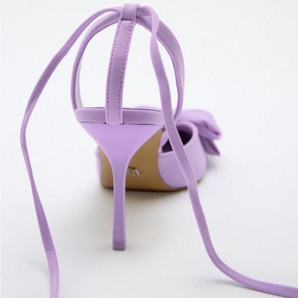 Zara Purple High Heel Slingback Shoes with Bow - Picture 17 of 17